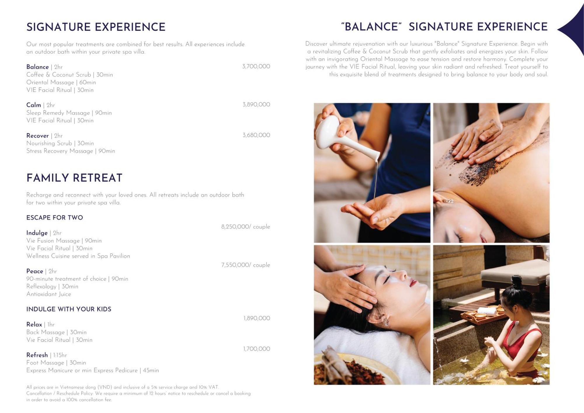 Hyatt Regency Danang Resort And Spa Exteriér fotografie Spa menu